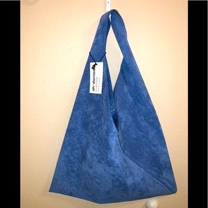 ah-dorned vegan suede hobo tote